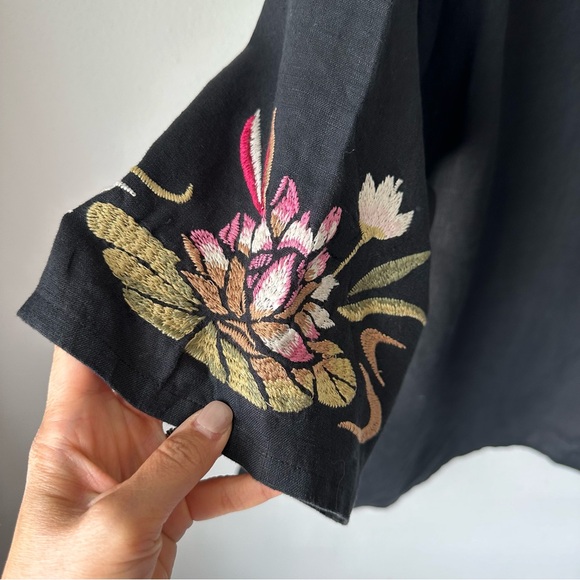Johnny Was// JWLA Maise Easy V neck Blouse Embroidered Boho Black Size XL - Picture 6 of 11